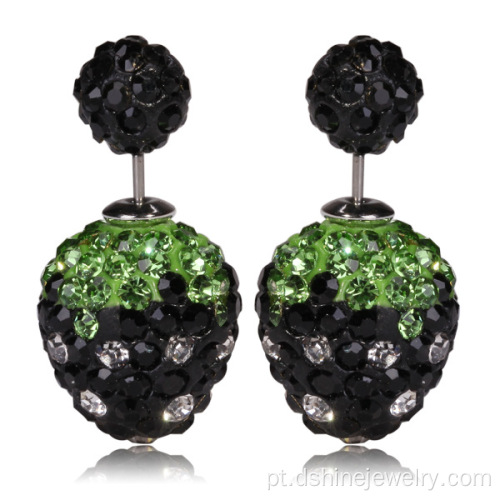 Gem Checa brinco tamanho duplo Shamballa Anti alergia brinco